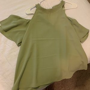 Green key hole blouse